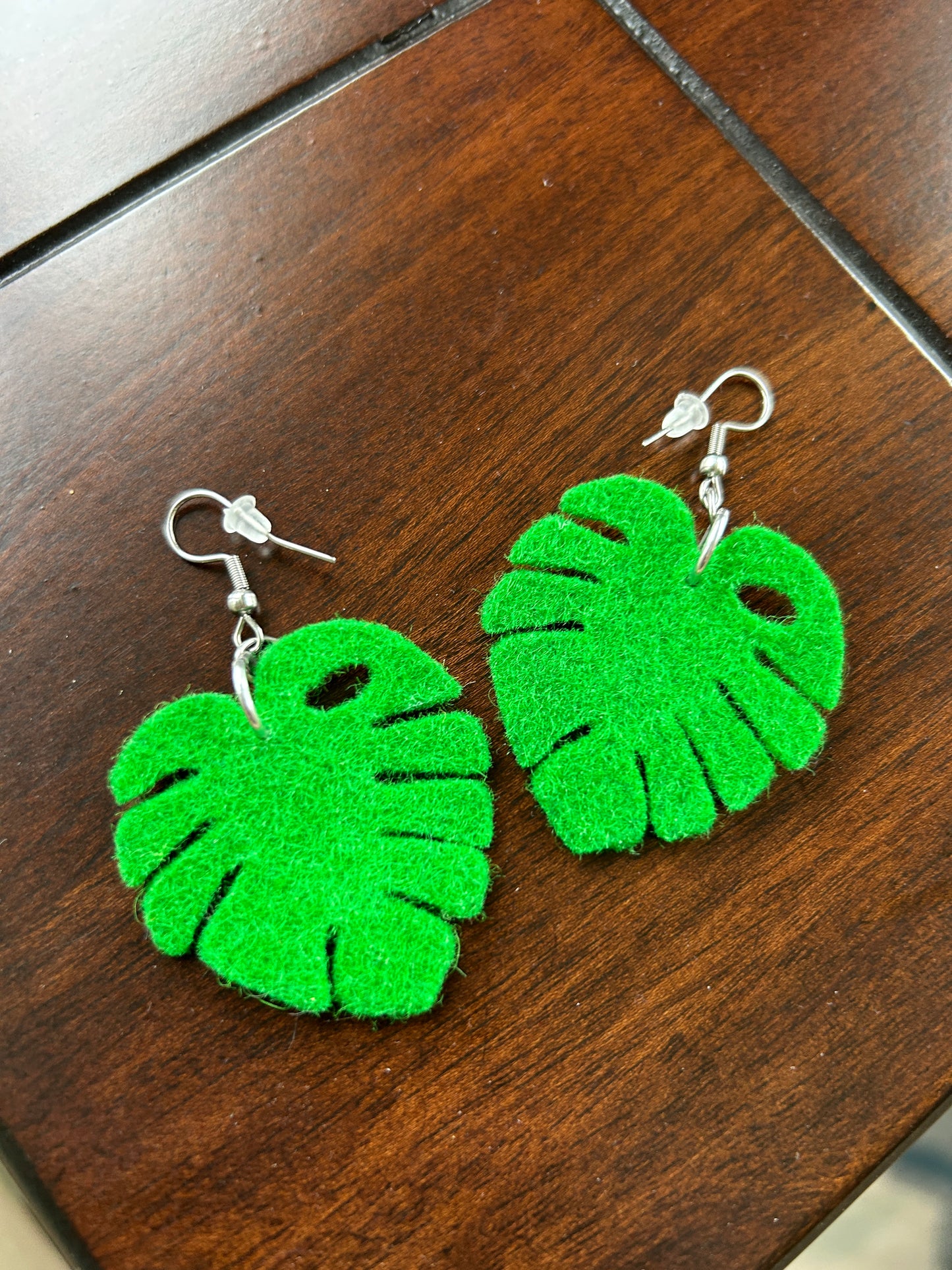 Wool Felt Monstera Earrings