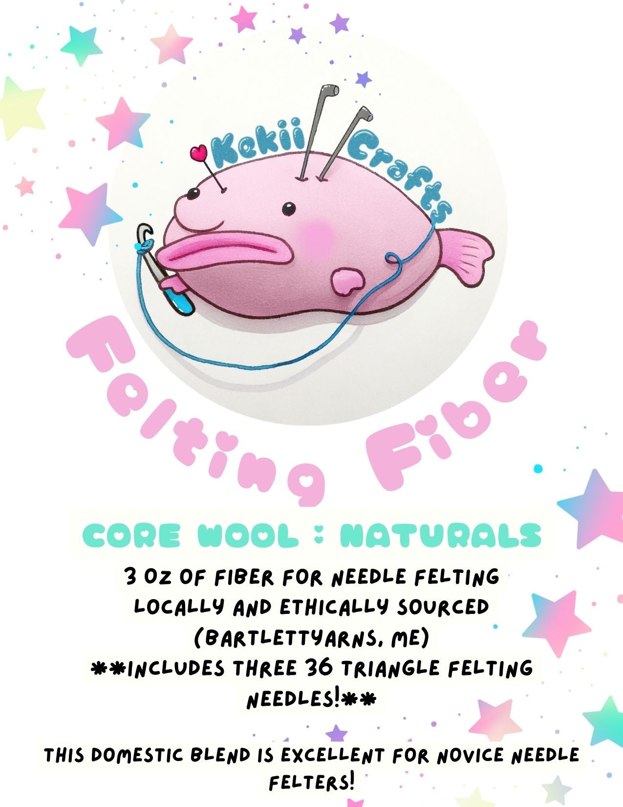 Kekii Crafts Needle Felting Fiber Packs (Core Wool)